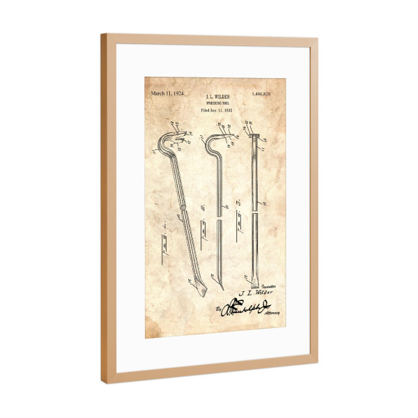 Poster mit Rahmen Kupfer "Brechstange Patent (Antik)" artboxONE - Für Papa