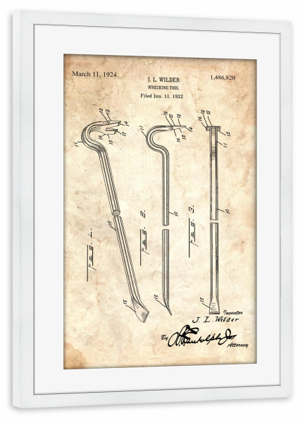 Poster mit Rahmen weiß "Brechstange Patent (Antik)" artboxONE - Für Papa