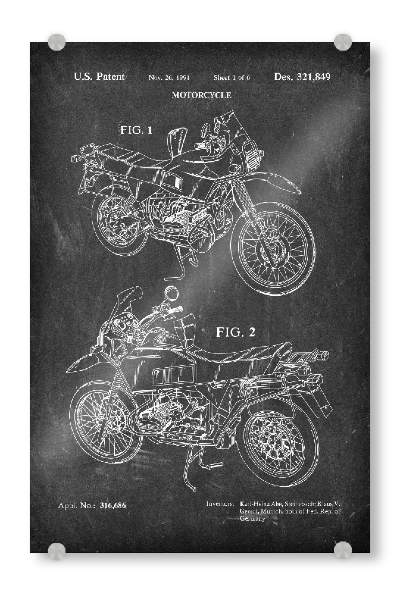 Acrylglasbild "Vintage Motorrad (Tafel)" artboxONE - Sport / Motorsport,Schwarzweiß