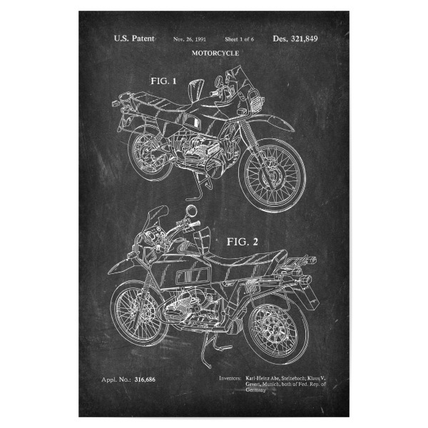 Poster 30x20 cm "Vintage Motorrad (Tafel)" artboxONE - Sport / Motorsport,Schwarzweiß