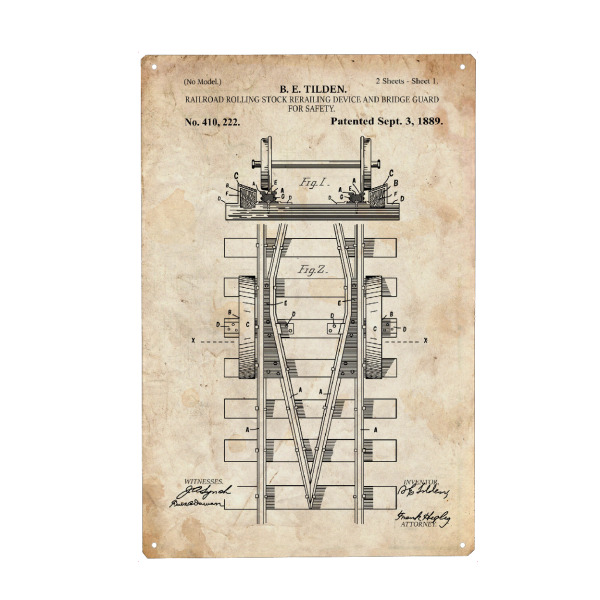 Holzbild "Eisenbahn Patent (Antik)" artboxONE - Reise,Für Papa - Zug,Lokomotive,Eisenbahn,Bahn,Patent,Entwurf,Transport,Reise,Travel,Blaupause