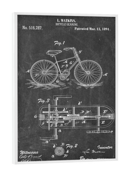 Poster mit weißem Rahmen "Vintage Fahrrad VI (Tafel)" artboxONE - Reise,Schwarzweiß,Sport,Für Papa