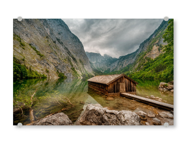 Acrylglasbild "Obersee, Berchtesgaden" artboxONE - Natur - Alpen,Bayern,Alm,See,Hütte,Natur,Landschaft,Berge,Berchtesgaden