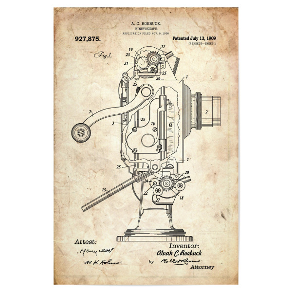 Poster "Filmprojektor Patent (Antik)" artboxONE - Film,Für Papa