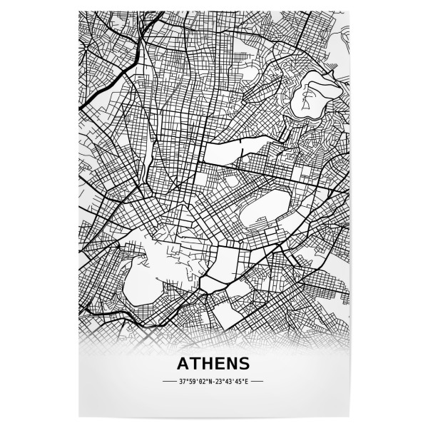 Poster 30x20 cm "Athens Retro Map" artboxONE - Städte,Schwarzweiß,Kartografie - Retro,Map,Athens,Greece,Ancient city