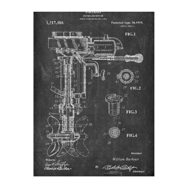 Puzzle Ravensburger "Bootsmotor Patent (Tafel)" artboxONE - Schwarzweiß,Für Papa