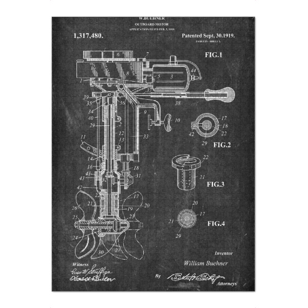 Puzzle Ravensburger "Bootsmotor Patent (Tafel)" artboxONE - Schwarzweiß,Für Papa