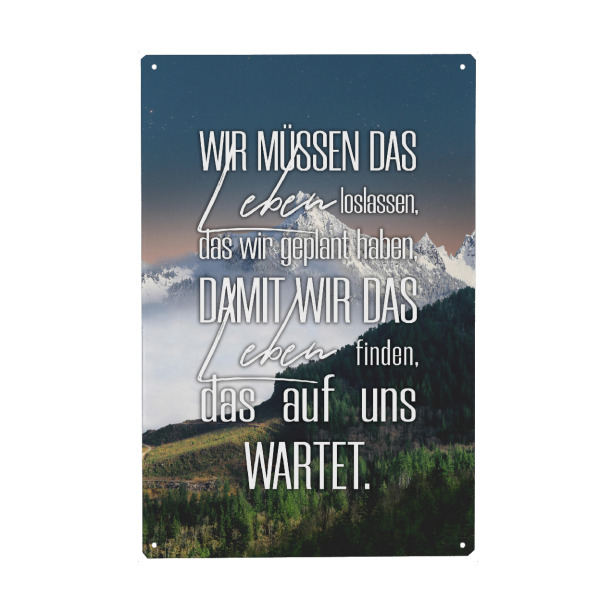 Metall Poster "Wir müssen das Leben loslassen" artboxONE - Typografie,Natur,Menschen