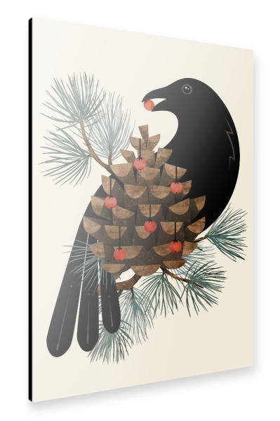 Alu-Dibond "Bird & Berries" 30x20 cm artboxONE