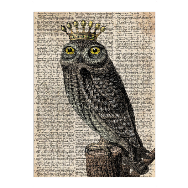 artboxONE Puzzle "König Eule - Wörterbuch" artboxONE - Tiere - Eule,Vogel,Tier,Königin,Königlich,Wörterbuch,Antik,Vintage,Krone - Bild eule