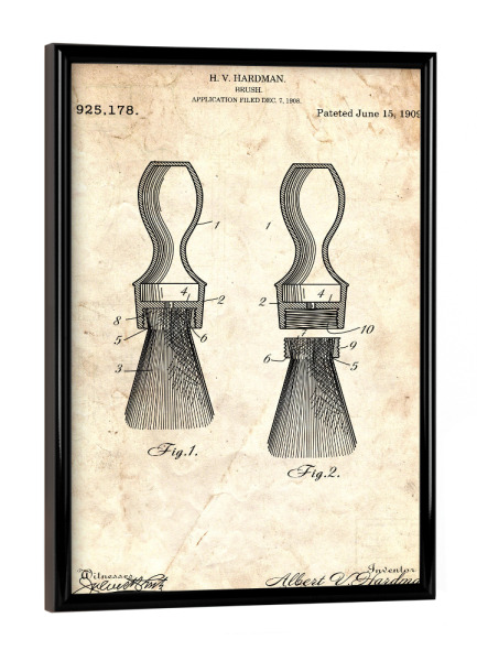 Poster mit schwarzem Rahmen "Rasierpinsel Patent (Antik)" artboxONE - Fashion,Streetart