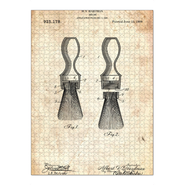 Puzzle Ravensburger "Rasierpinsel Patent (Antik)" artboxONE - Fashion,Streetart - Rasierpinsel,Barbier,Barber,Herrenfriseur,Patent,Retro,Haar,Rasieren