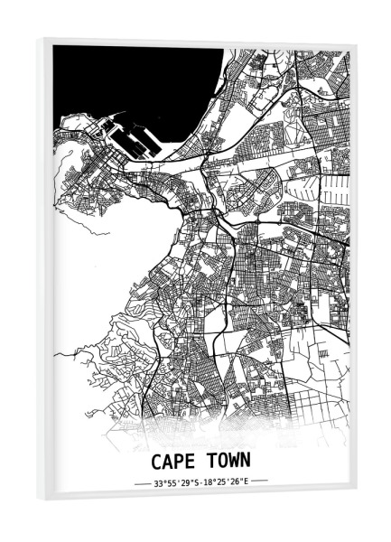 Poster mit weißem Rahmen "Cape Town Retro Map" artboxONE - Städte,Schwarzweiß,Städte / Weitere,Kartografie - Retro,Map,Cape town,Africa