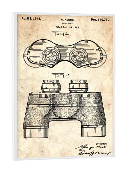 Poster mit weißem Rahmen "Fernglas Entwurf (Antik)" artboxONE - Reise,Reise / Strand und Meer