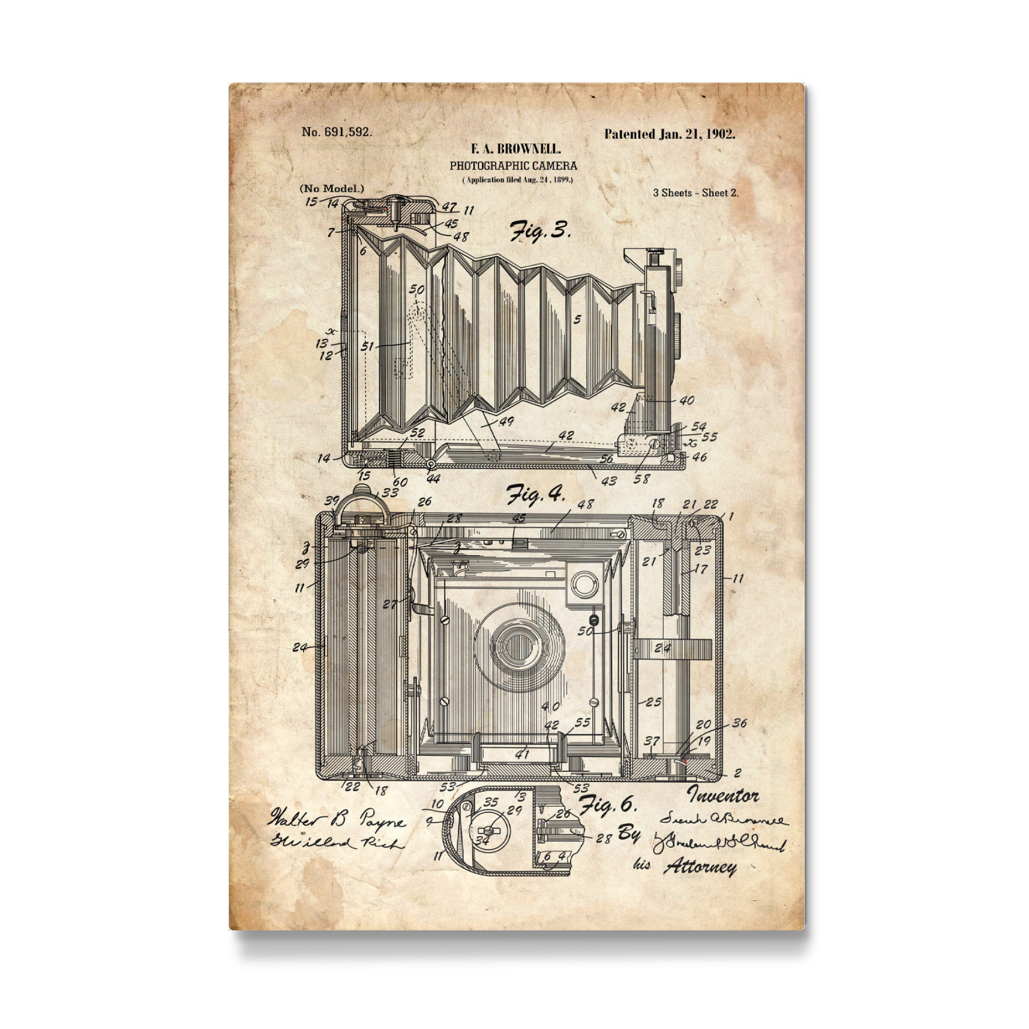 Galerie-Print "Retro Kamera Patent III (Antik)" 30x20 cm artboxONE