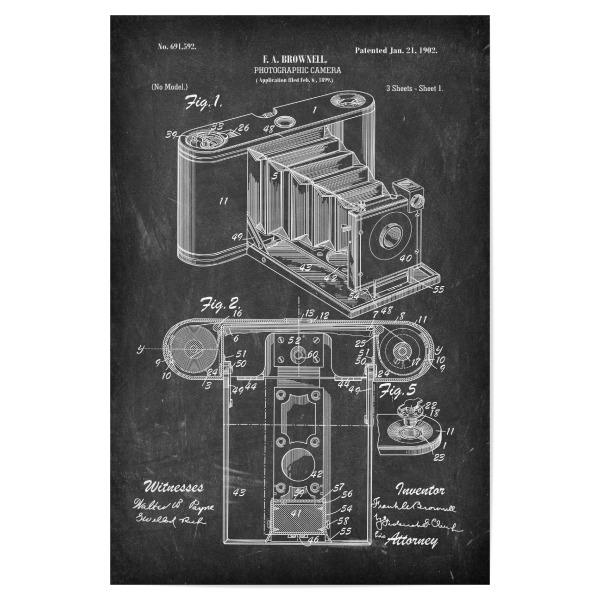 Poster 30x20 cm "Retro Kamera Patent II (Tafel)" artboxONE - Film,Schwarzweiß,Für Papa