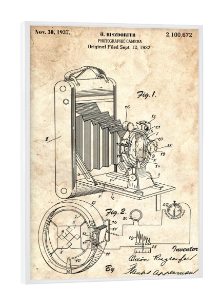 Poster mit weißem Rahmen "Vintage Kamera III (Antik)" artboxONE - Reise,Film,Abstrakt,Streetart