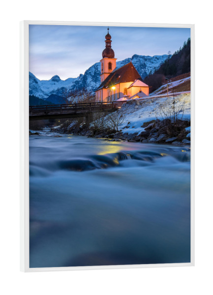Poster mit weißem Rahmen "Wintertraum in Ramsau" artboxONE - Reise - Bayern,Alpen,Berge,Deutschland,Schnee,Berchtesgaden