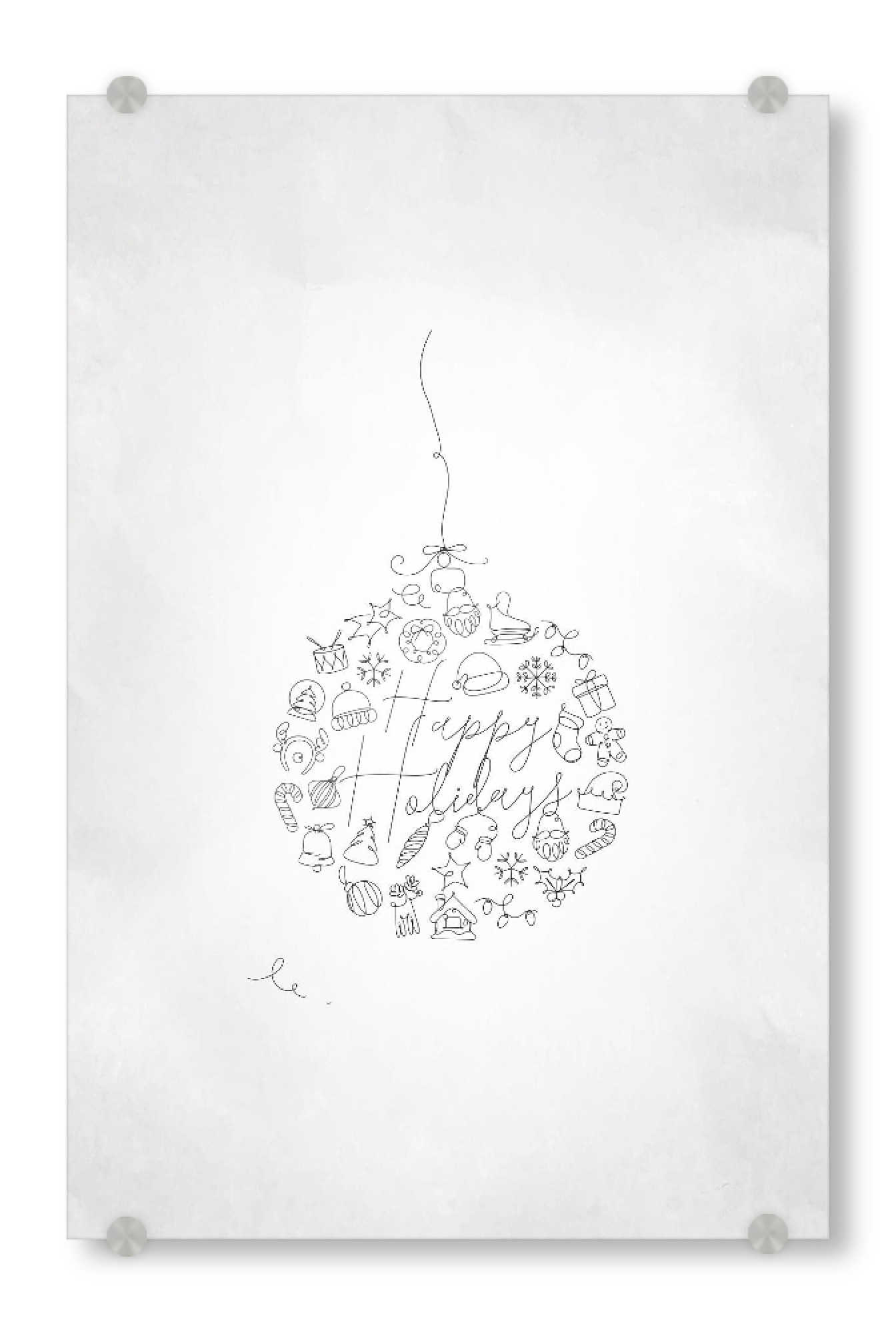 Acrylglasbild "Pen line christmas tree toy ball" artboxONE - Schwarzweiß,Weihnachten