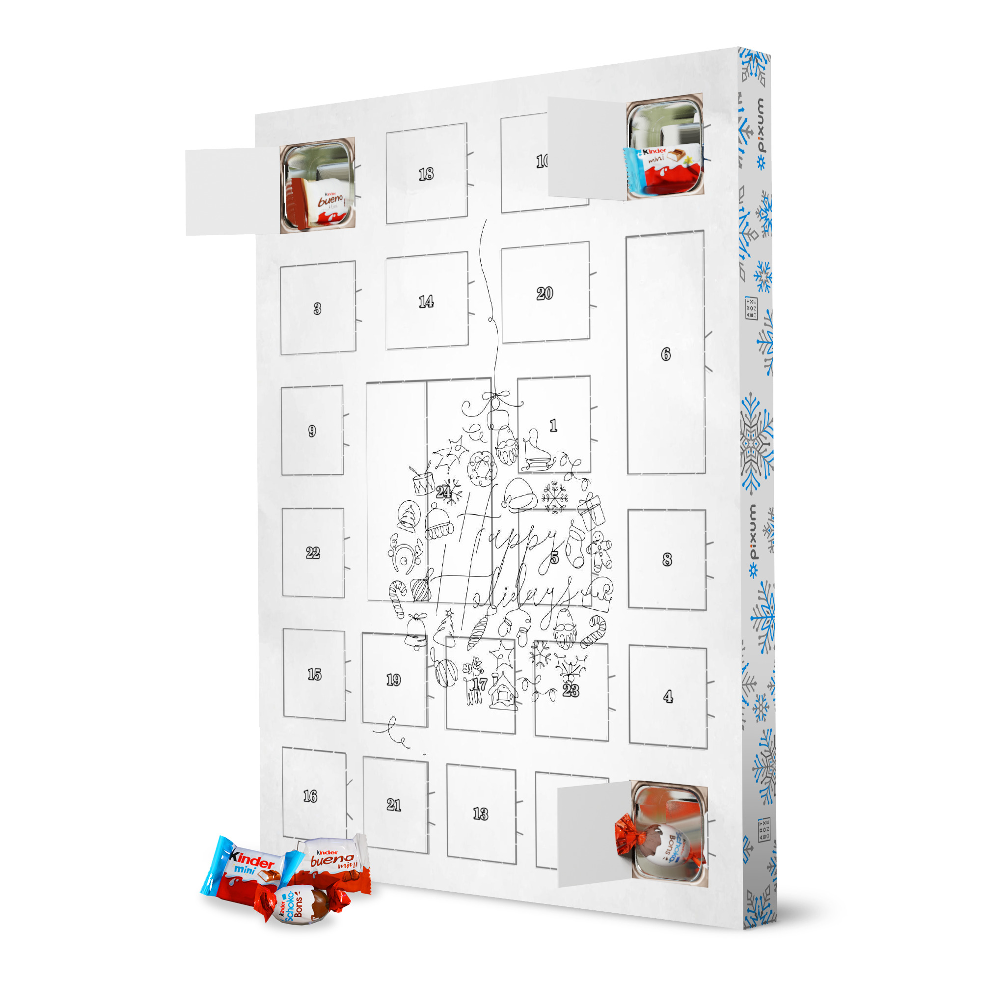 Adventskalender XXL mit Produkten von Kinder Pen line christmas tree toy ball artboxONE Adventskalender Schwarzweiß