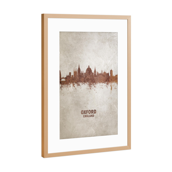 Poster mit Rahmen Kupfer "Oxford England Rust Skyline" artboxONE - Städte - Oxford,Oxford skyline,Rust