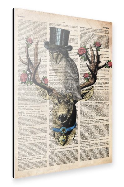 Alu-Dibond "Eule und Hirsch" 30x20 cm artboxONE