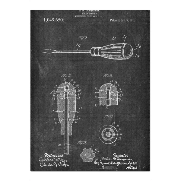 Puzzle Ravensburger "Schraubendreher Patent (Tafel)" artboxONE - Schwarzweiß,Für Papa