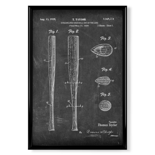 Baseballschläger Patent (Tafel)