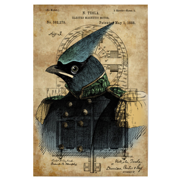 Poster 30x20 cm "Vogel in Uniform" artboxONE - Tiere - Vogel in uniform,Vogel,Unifrom,Tier,Steampunk,Entwurf