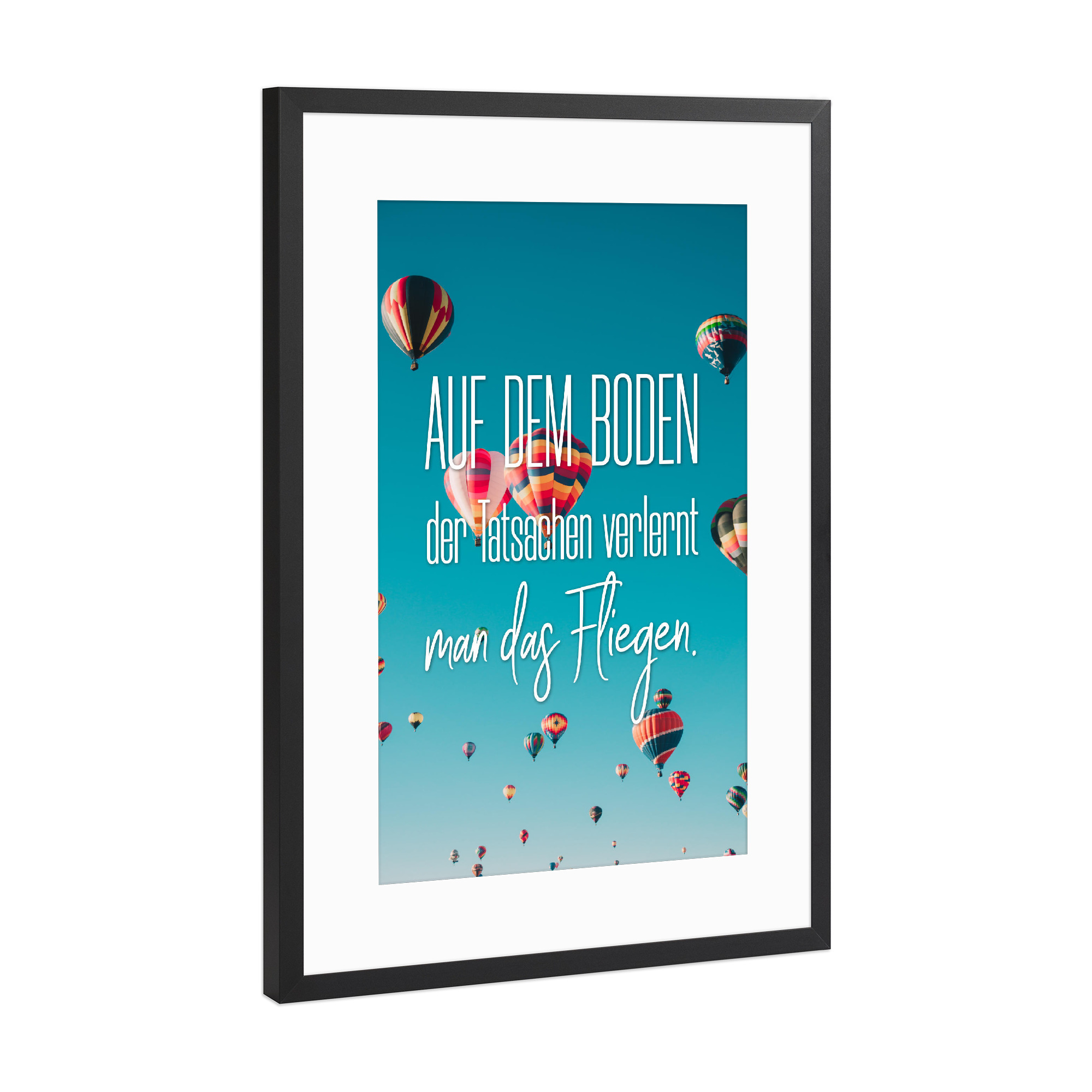 Poster mit Rahmen Schwarz (Metallic) "Auf dem Boden" artboxONE - Typografie,Menschen