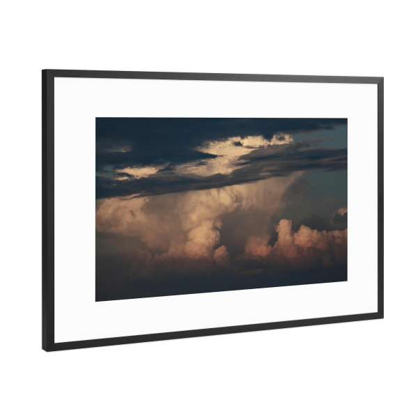 Poster mit Rahmen Schwarz (Metallic) "Wolken Treffen" artboxONE - Natur - Donner,Wolke,Himmel,Regen