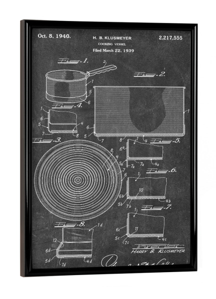 Poster mit schwarzem Rahmen "Kochtopf Patent (Tafel)" artboxONE - Essen & Trinken,Schwarzweiß - Küche,Kochen,Koch,Vintage,Patent,Kochtopf,Restaurant
