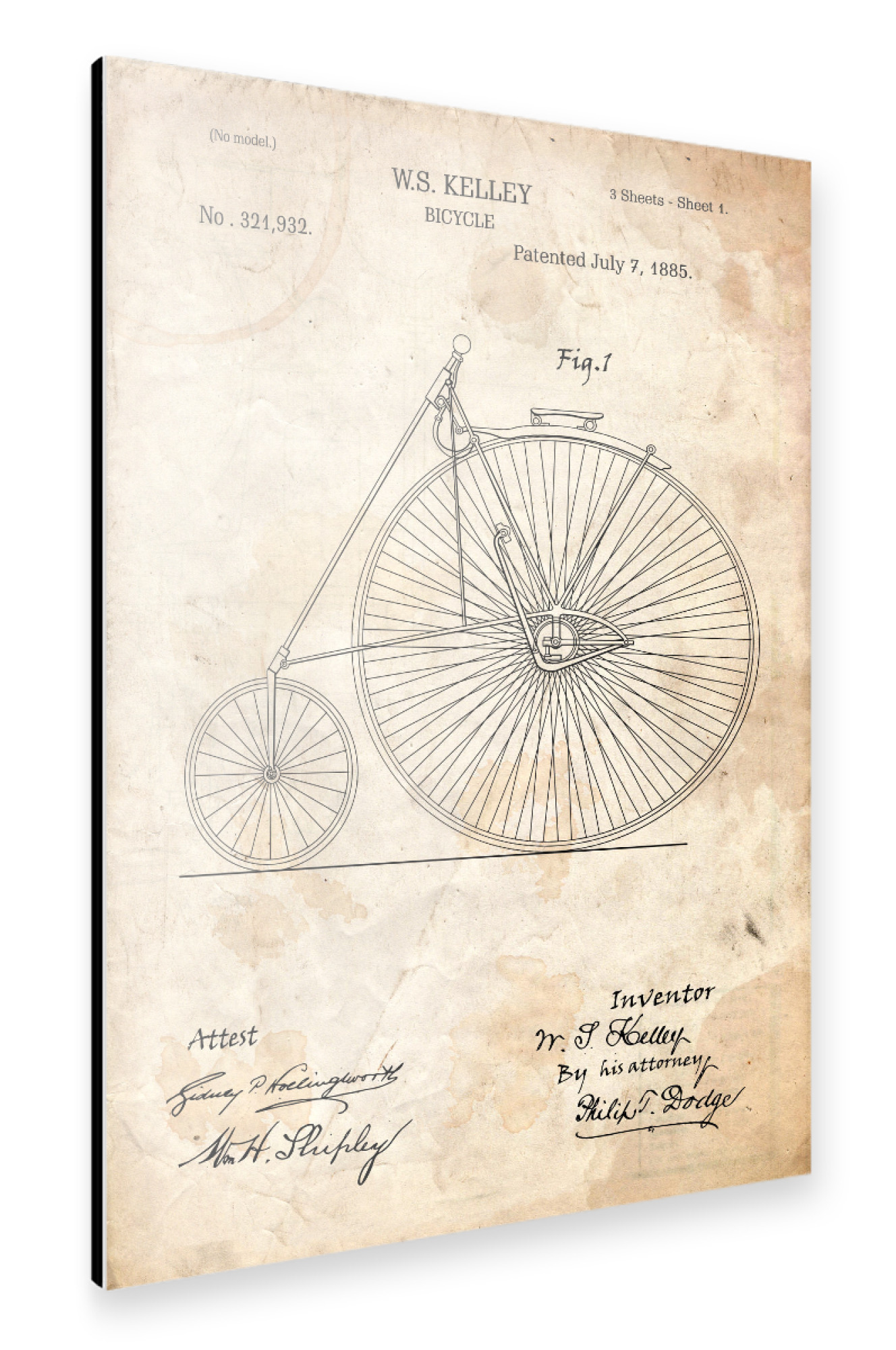 Alu-Dibond "Vintage Fahrrad III (Antik)" 75x50 cm artboxONE