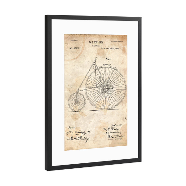 Poster mit Rahmen Schwarz (Metallic) "Vintage Fahrrad III (Antik)" artboxONE - Reise,Sport