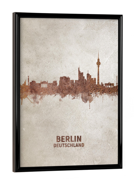 Poster mit schwarzem Rahmen "Berlin Germany Rust Skyline" artboxONE - Städte / Berlin - Berlin,Berlin skyline,Rust