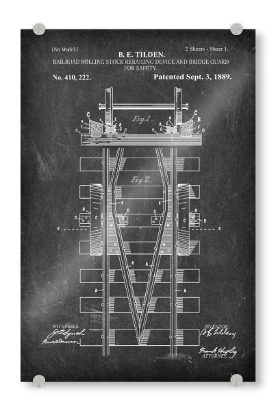 Acrylglasbild "Eisenbahn Patent (Tafel)" artboxONE - Reise,Schwarzweiß,Für Papa