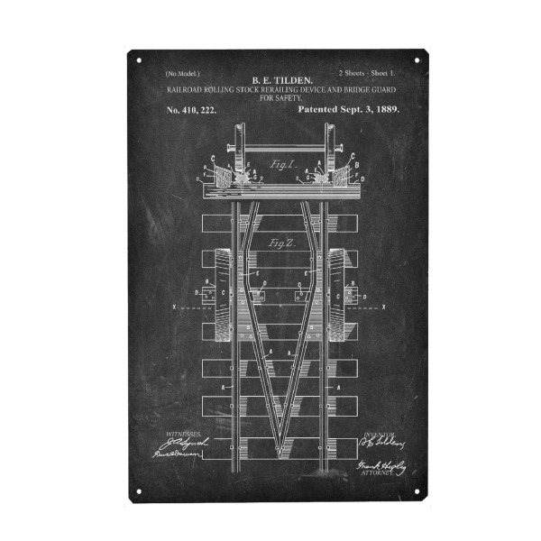 Holzbild "Eisenbahn Patent (Tafel)" artboxONE - Reise,Schwarzweiß,Für Papa