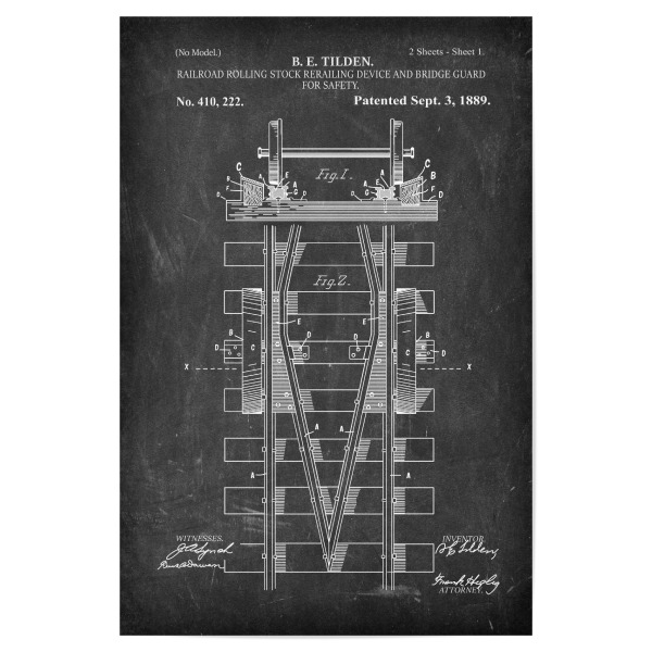Poster 30x20 cm "Eisenbahn Patent (Tafel)" artboxONE - Reise,Schwarzweiß,Für Papa