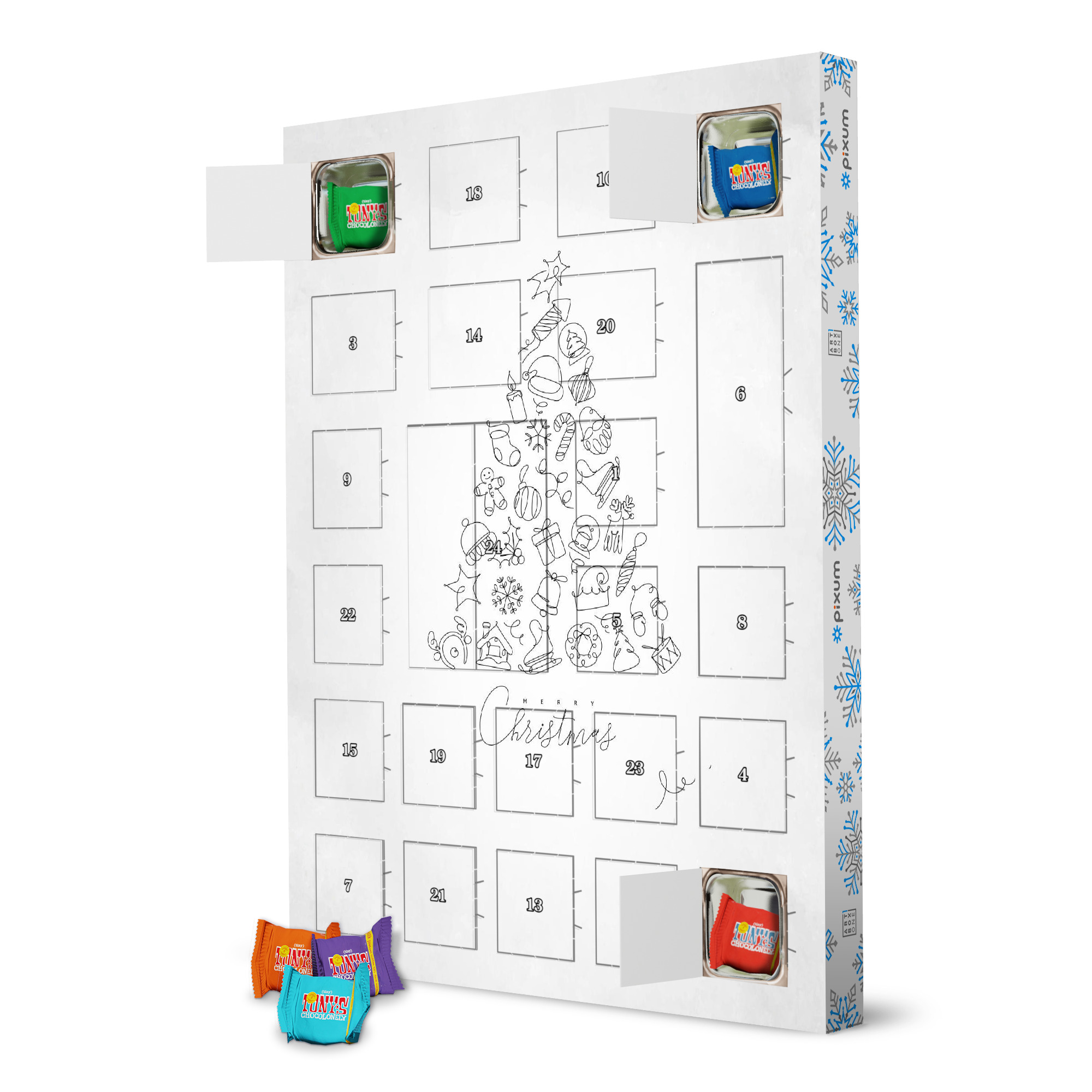 Adventskalender mit Tony's Chocolonely Pen line drawing christmas tree artboxONE Adventskalender Schwarzweiß