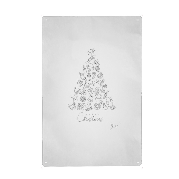 Holzbild "Pen line drawing christmas tree" artboxONE - Schwarzweiß,Weihnachten