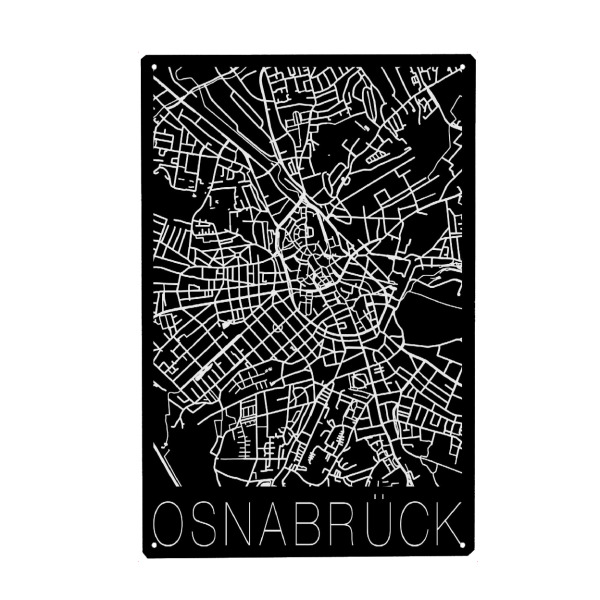 Metall Poster "Retro Map Osnabrück Black" artboxONE - Städte,Schwarzweiß,Kartografie - Retro,Map,Osnabrück,Germany - Blechschild