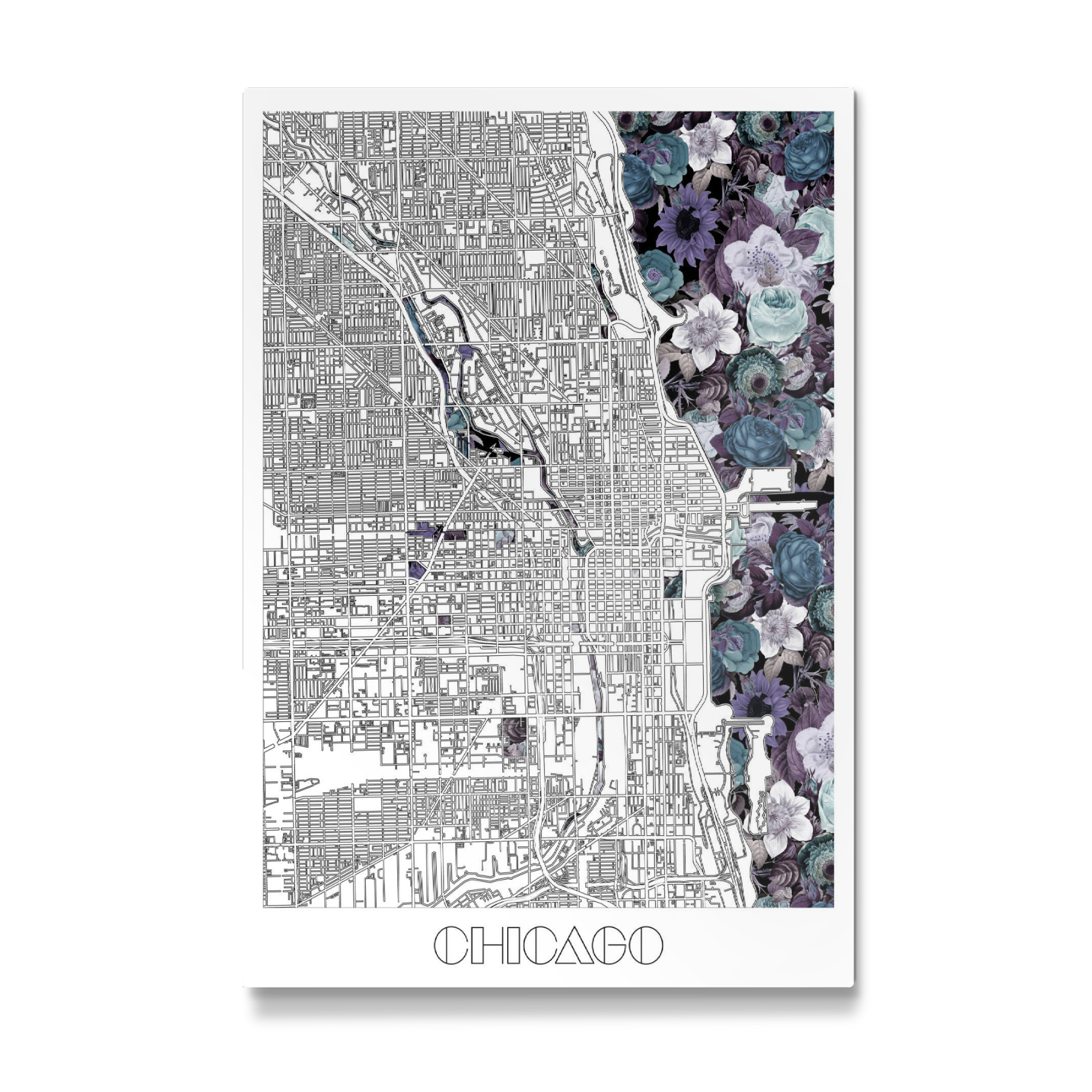 Galerie-Print "Chicago city map floral" 30x20 cm artboxONE