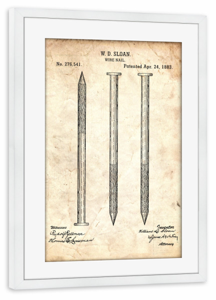 Poster mit Rahmen weiß "Nagel Patent (Antik)" artboxONE - Für Papa