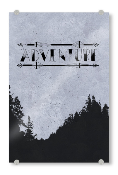 Acrylglasbild "Adventure Wald" artboxONE - Typografie,Natur,Reise - Lettering,Wald,Natur,Landschaft,Abstrakt