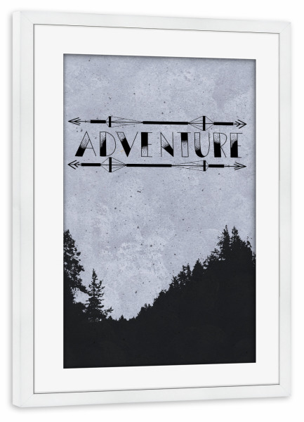 Poster mit Rahmen weiß "Adventure Wald" artboxONE - Typografie,Natur,Reise - Lettering,Wald,Natur,Landschaft,Abstrakt
