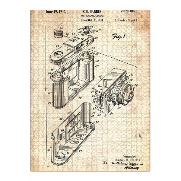Puzzle Ravensburger "Retro Fotoapparat II (Antik)" artboxONE - Reise,Film,Abstrakt,Streetart