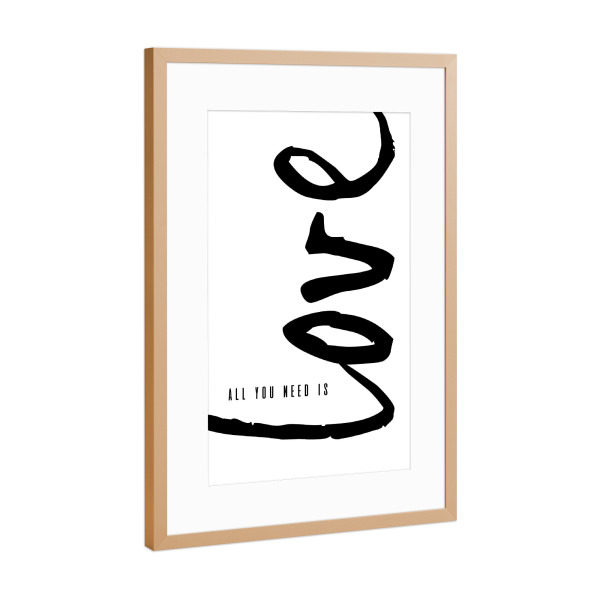 Poster mit Rahmen Kupfer "You NEED Love" artboxONE - Typografie,Menschen,Schwarzweiß,Liebe - Love quote,Couple quote,Love poster,Moderncalligraphy