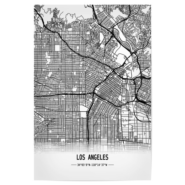 Poster "Los Angeles Retro Map" artboxONE - Städte,Schwarzweiß,Städte / Los Angeles,Kartografie
