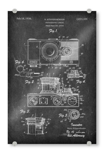 Acrylglasbild "Retro Kamera II (Tafel)" artboxONE - Film,Schwarzweiß