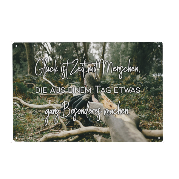 Metall Poster "Glück ist Zeit mit Menschen" artboxONE - Typografie,Menschen